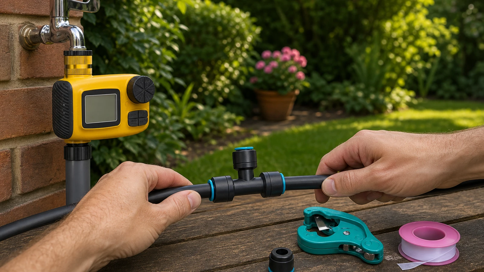 Drip irrigation install checklist: outdoor tap to first watering (UK)